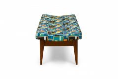 Jens Risom Danish Geometric Pattern Upholstery and Wood Floating Bench - 2787563