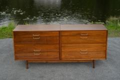 Jens Risom Fully Restored Jens Risom Walnut Brass 8 Drawer Cabinet or Dresser - 4286533