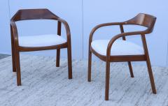 Jens Risom Jens Risom 1970s Sculptural Walnut Armchairs - 2966737