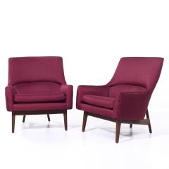 Jens Risom Jens Risom A Chair Mid Century Walnut Lounge Chairs Pair - 4116930