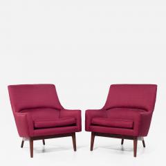 Jens Risom Jens Risom A Chair Mid Century Walnut Lounge Chairs Pair - 4120096