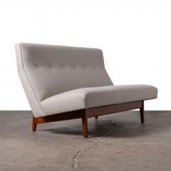 Jens Risom Jens Risom Armless Settee in Walnut Cradle Frame with Linen Upholstery 1960s - 4743015