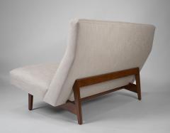 Jens Risom Jens Risom Armless Settee in Walnut Cradle Frames with Linen Upholstery - 2124334