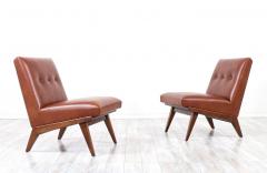 Jens Risom Jens Risom Cognac Leather Slipper Lounge Chairs for Knoll - 2259919