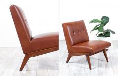 Jens Risom Jens Risom Cognac Leather Slipper Lounge Chairs for Knoll - 2259925