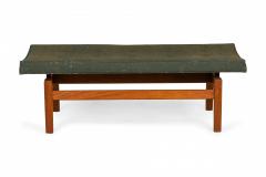 Jens Risom Jens Risom Danish Army Green Fabric Upholstery and Wood Floating Bench - 2793418