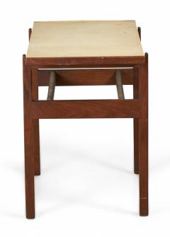 Jens Risom Jens Risom Danish Mid Century Beige Leather And Walnut Console Table - 3169421