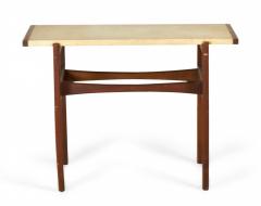 Jens Risom Jens Risom Danish Mid Century Beige Leather And Walnut Console Table - 3169423
