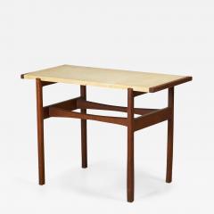 Jens Risom Jens Risom Danish Mid Century Beige Leather And Walnut Console Table - 3178021