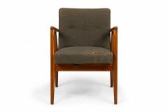 Jens Risom Jens Risom Danish Mid Century Gray Fabric Upholstered Teak Playboy Armchair - 3170025