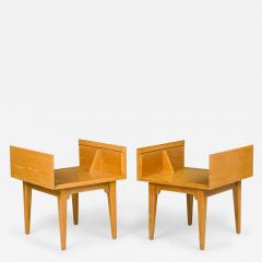Jens Risom Jens Risom Danish Mid Century Maple Glass Top End Side Tables - 2789923