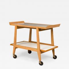 Jens Risom Jens Risom Danish Mid Century Oak And Light Gray Laminate Serving Trolley - 3178065
