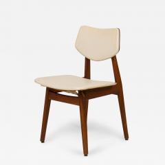 Jens Risom Jens Risom Danish Mid Century Off White Vinyl And Teak Dining Side Chair - 3179013