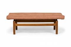 Jens Risom Jens Risom Danish Mid Century Rose Pink Upholstery and Walnut Floating Bench - 2793066
