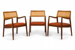 Jens Risom Jens Risom Danish Mid Century Teak Caning and Orange Upholstery Conference Arm - 4635674