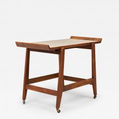 Jens Risom Jens Risom Danish Mid Century Walnut And Light Gray Laminate Serving Trolley - 3178067