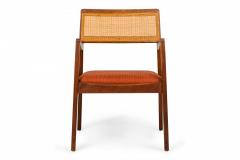Jens Risom Jens Risom Danish Teak Caning and Orange Upholstery Conference Armchairs - 2787386