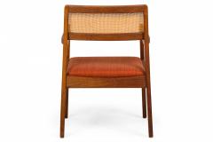 Jens Risom Jens Risom Danish Teak Caning and Orange Upholstery Conference Armchairs - 2787390