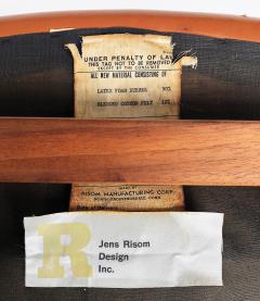Jens Risom Jens Risom Design Pair of Oiled Walnut Leather Upholstered Armchairs c 1965 - 3500799
