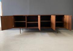 Jens Risom Jens Risom Early Walnut Credenza with Four Doors Brass Pulls Legs Mid Century - 2559984