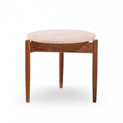 Jens Risom Jens Risom Mid Century Travertine Top Side End Table - 4570223