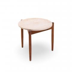 Jens Risom Jens Risom Mid Century Travertine Top Side End Table - 4570225