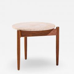 Jens Risom Jens Risom Mid Century Travertine Top Side End Table - 4574088