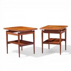 Jens Risom Jens Risom Mid Century Walnut Floating Side End Tables Pair - 4550505