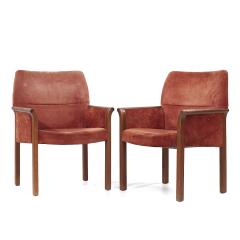 Jens Risom Jens Risom Mid Century Walnut Lounge Chairs Pair - 3846284