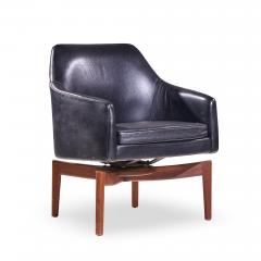 Jens Risom Jens Risom Mid Century Walnut Swivel Chairs Pair - 4477856