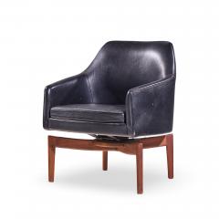 Jens Risom Jens Risom Mid Century Walnut Swivel Chairs Pair - 4477890