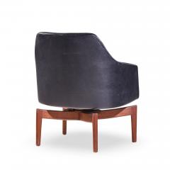 Jens Risom Jens Risom Mid Century Walnut Swivel Chairs Pair - 4477894