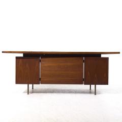 Jens Risom Jens Risom Mid Century Walnut and Brass Executive Desk - 4108866