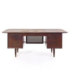 Jens Risom Jens Risom Style Jackson Mid Century Cane and Walnut Executive Desk - 3920639