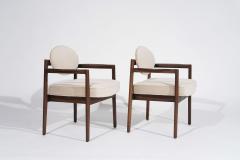 Jens Risom Jens Risom Walnut Armchairs in Natural Mohair C 1950s - 3559854