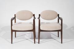 Jens Risom Jens Risom Walnut Armchairs in Natural Mohair C 1950s - 3559860