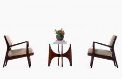 Jens Risom Jens Risom Walnut Lounge Chairs in Ivory Shearling circa 1950s - 1882707