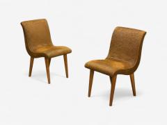 Jens Risom Jens Risom attr Mid Century Modern Side Chairs Walnut Fabric USA 1940s - 4205373
