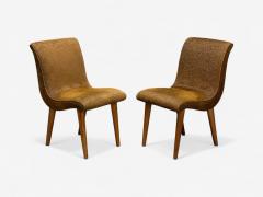 Jens Risom Jens Risom attr Mid Century Modern Side Chairs Walnut Fabric USA 1940s - 4205378