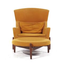 Jens Risom Jens Risom for Jens Risom Design Mid Century Walnut Big Chair with Ottoman - 3835643