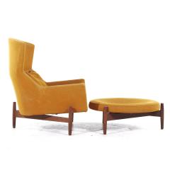 Jens Risom Jens Risom for Jens Risom Design Mid Century Walnut Big Chair with Ottoman - 3835648