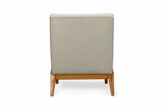 Jens Risom Jens Risom for Knoll Light Gray Upholstered Blonde Wood Slipper Side Chair - 2789290