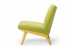 Jens Risom Jens Risom for Knoll Lime Green Striped Upholstered Blonde Wood Side Chair - 2789434