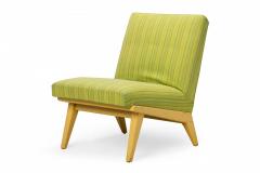 Jens Risom Jens Risom for Knoll Lime Green Striped Upholstered Blonde Wood Side Chair - 2789436