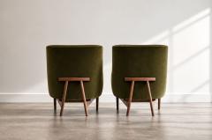 Jens Risom Lounge Chairs Model 2136 by Jens Risom in Velvet and Walnut C 1950s - 4788725
