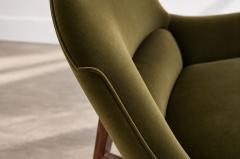 Jens Risom Lounge Chairs Model 2136 by Jens Risom in Velvet and Walnut C 1950s - 4788728