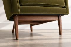 Jens Risom Lounge Chairs Model 2136 by Jens Risom in Velvet and Walnut C 1950s - 4788729