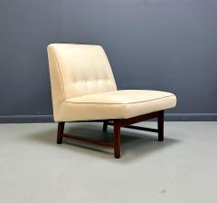 Jens Risom Mid Century Jens Risom Style Slipper Chair with Upholstered Seat and Walnut Base - 4317424