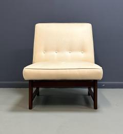 Jens Risom Mid Century Jens Risom Style Slipper Chair with Upholstered Seat and Walnut Base - 4317435