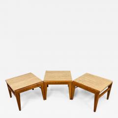 Jens Risom Mid Century Trio of Walnut and Travertine Stools or Bench by Jens Risom - 1765765